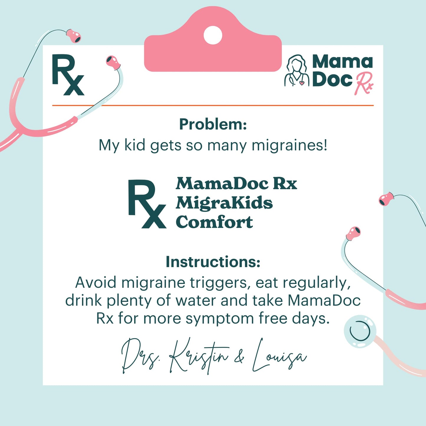 Authentic MamaDoc Rx MigraKids Comfort supplement bottle