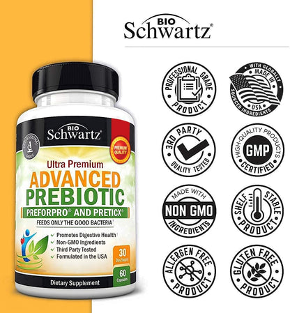 BioSchwartz PreforPro and PreticX formula bottle for microbiome and bloating support