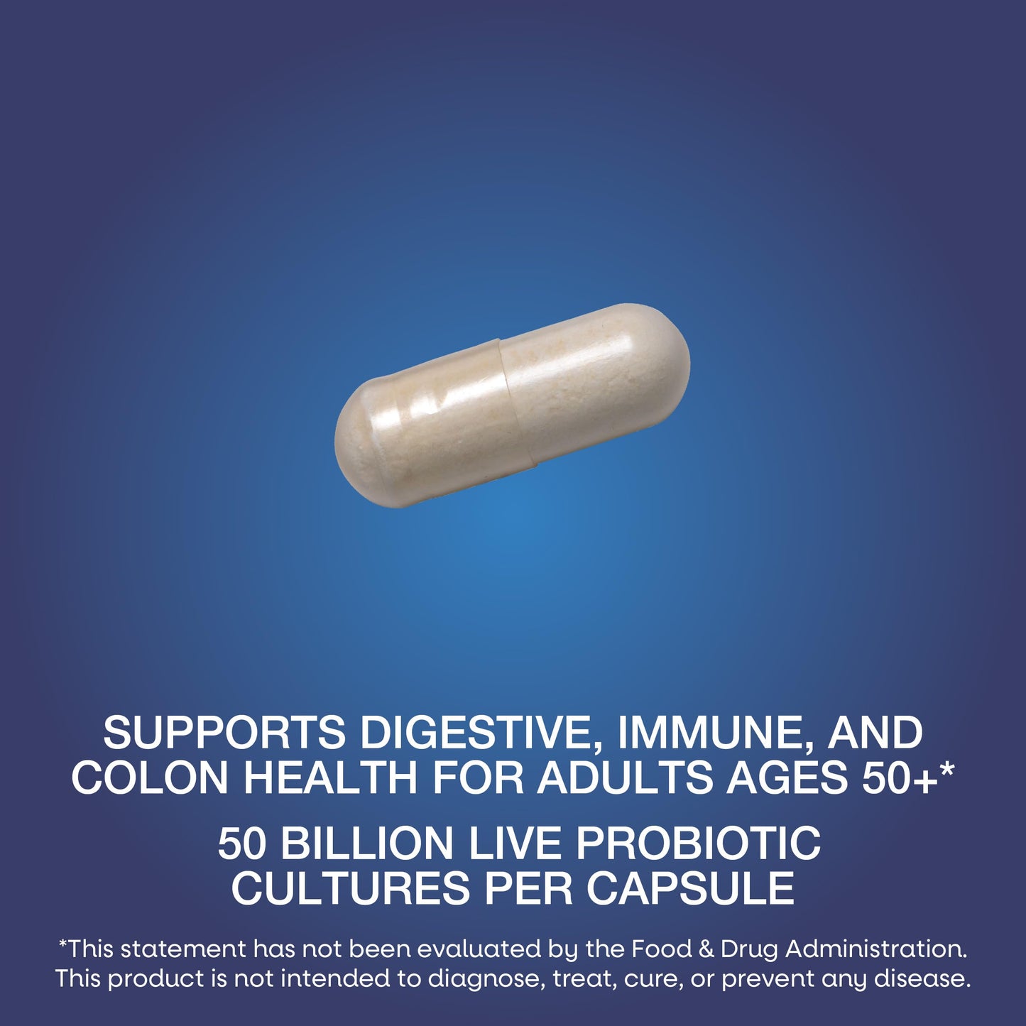 Nature's Way Fortify Adults 50 Plus daily probiotic capsules imported authentic product close up view