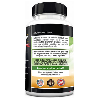 BioSchwartz sixty vegetable capsules prebiotic dietary supplement side label view