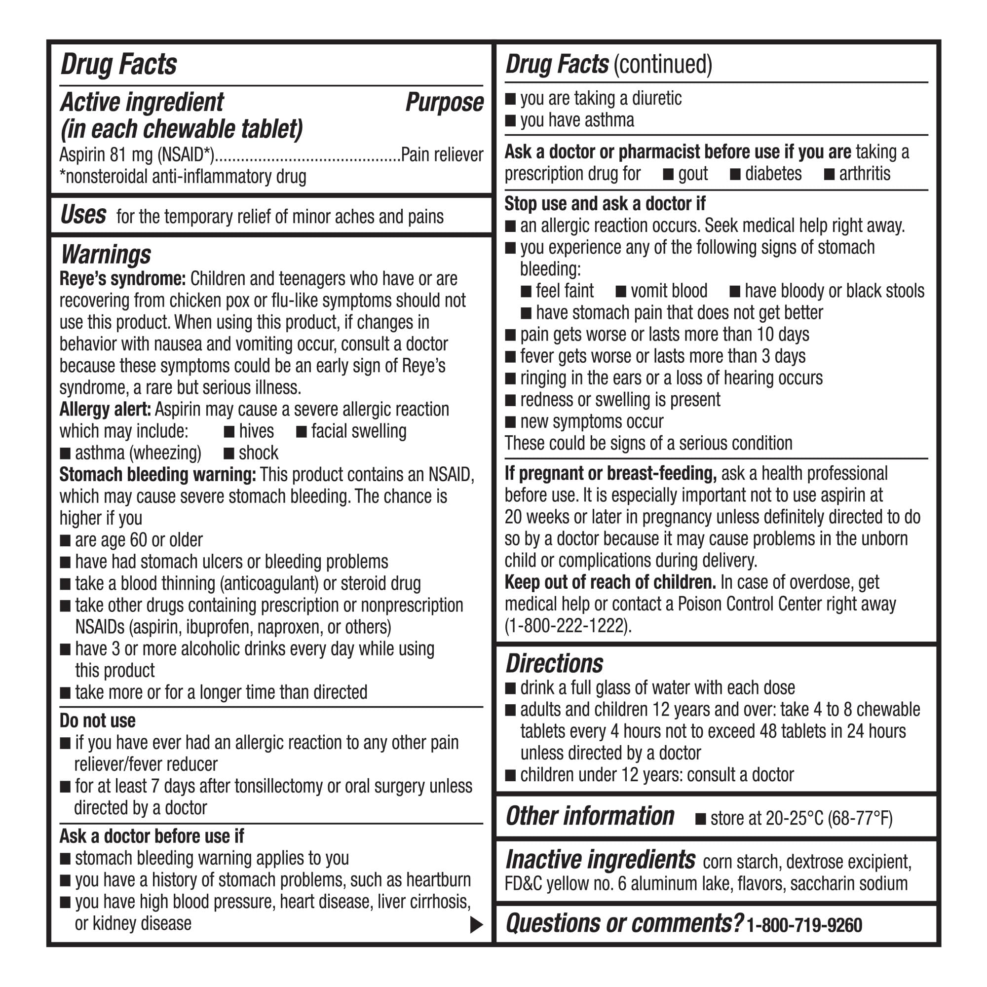 GoodSense low dose aspirin chewable tablet texture