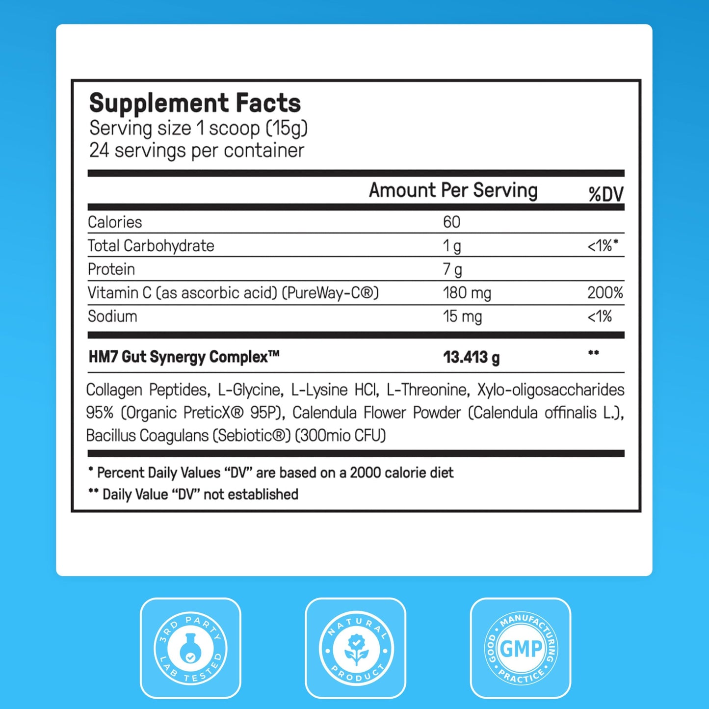 Happy Mammoth complete microbiome formula container showing ingredients list