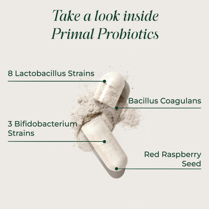 Authentic USA imported Primal Probiotics 30 capsules packaging layout