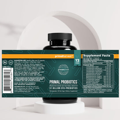 Primal Probiotics with 12 diverse strains and prebiotics ingredient highlight