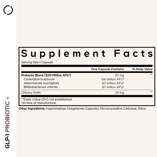 Codeage GLP-1 Probiotic 90 capsules side label showing live probiotic strains