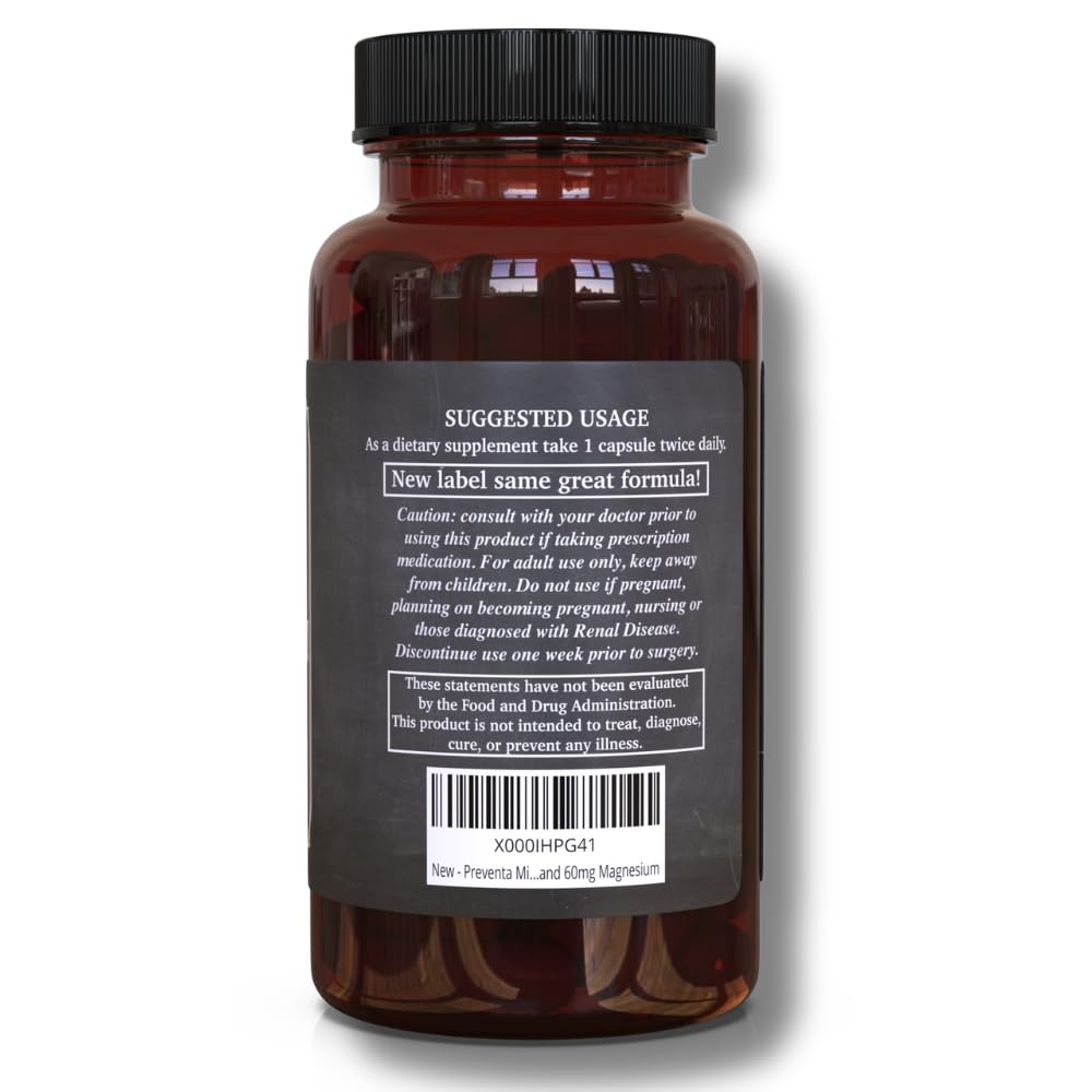 Preventa dietary supplement label showing PA-Free Butterbur