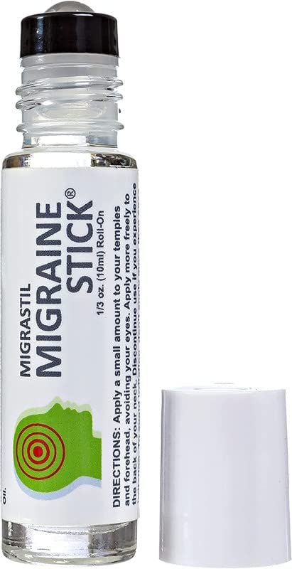 Basic Vigor migraine roll-on with lavender and peppermint labels