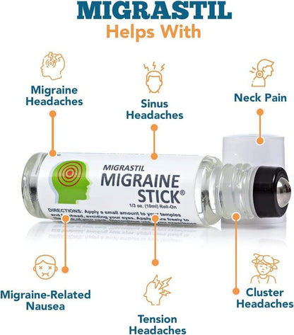 Close up of Migrastil metal roller ball applicator