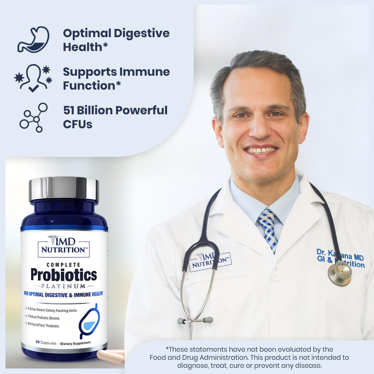 1MD Nutrition probiotic supplement bottle side label details