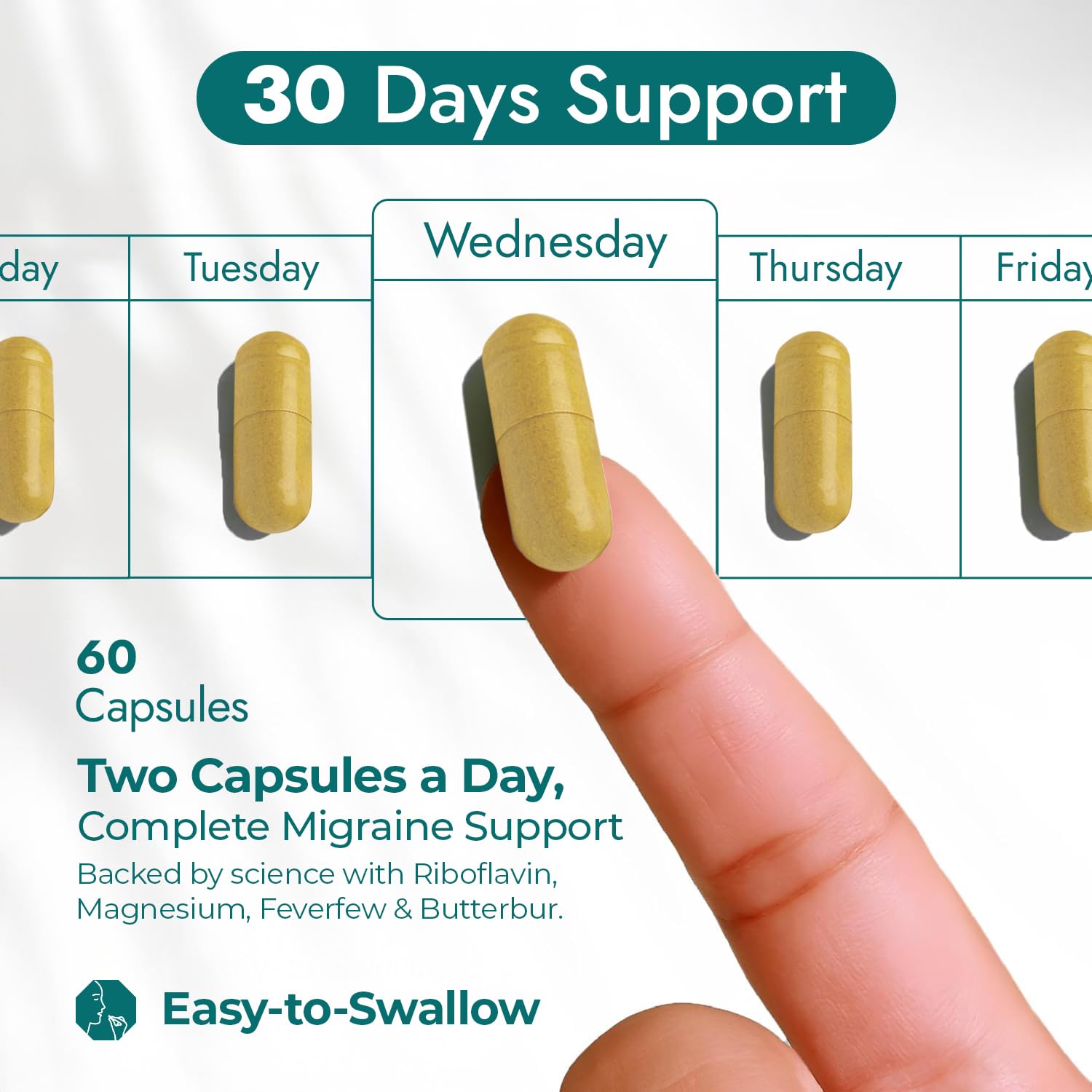 Close up of Nature's Nectar capsules with Riboflavin and Magnesium