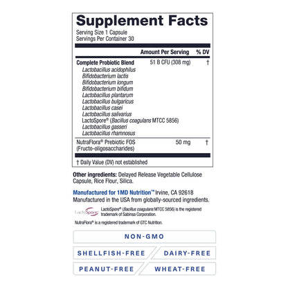 1MD Nutrition probiotic 11 strains digestive supplement