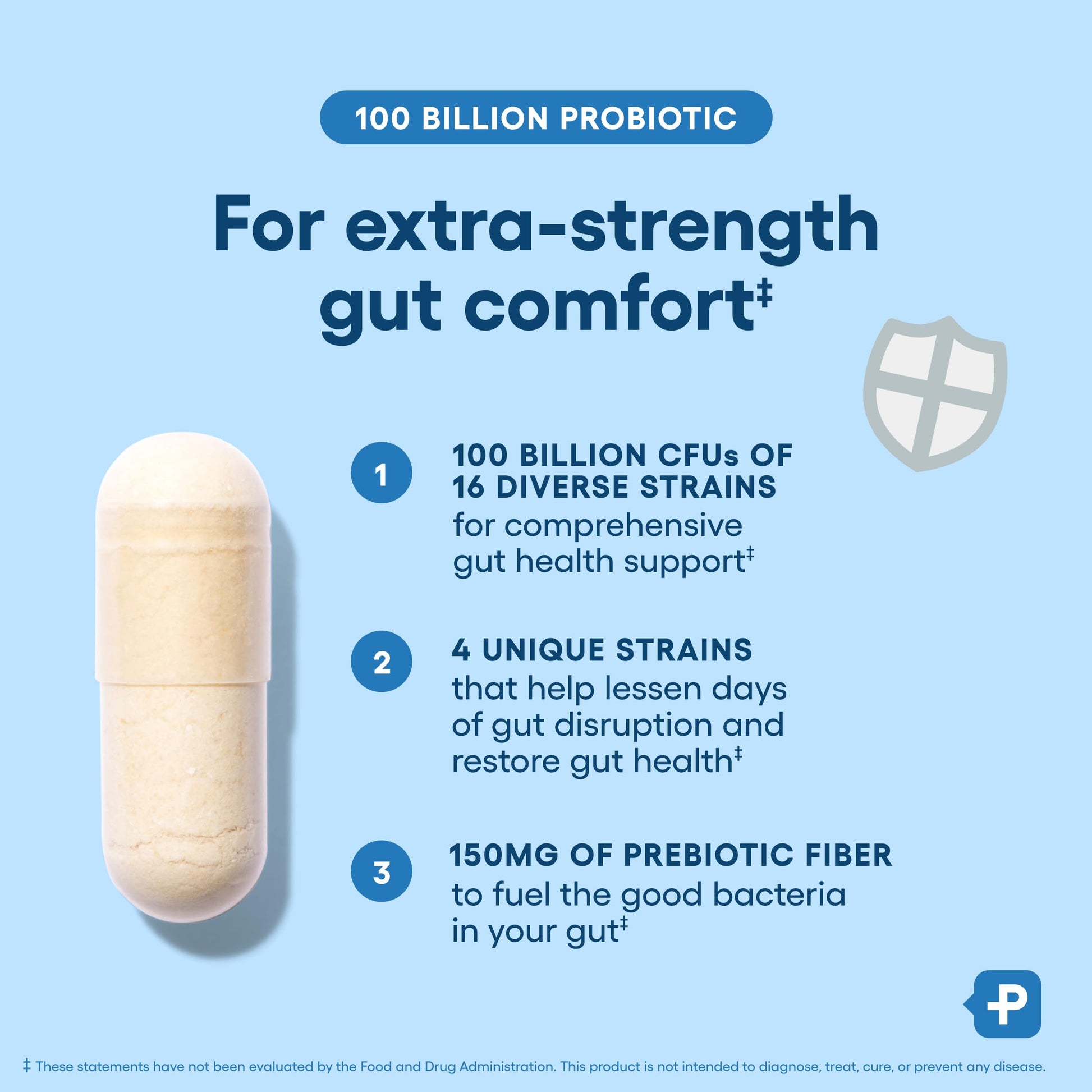 Physicians Choice imported probiotic supplement bottle with organic prebiotics for bloating relief