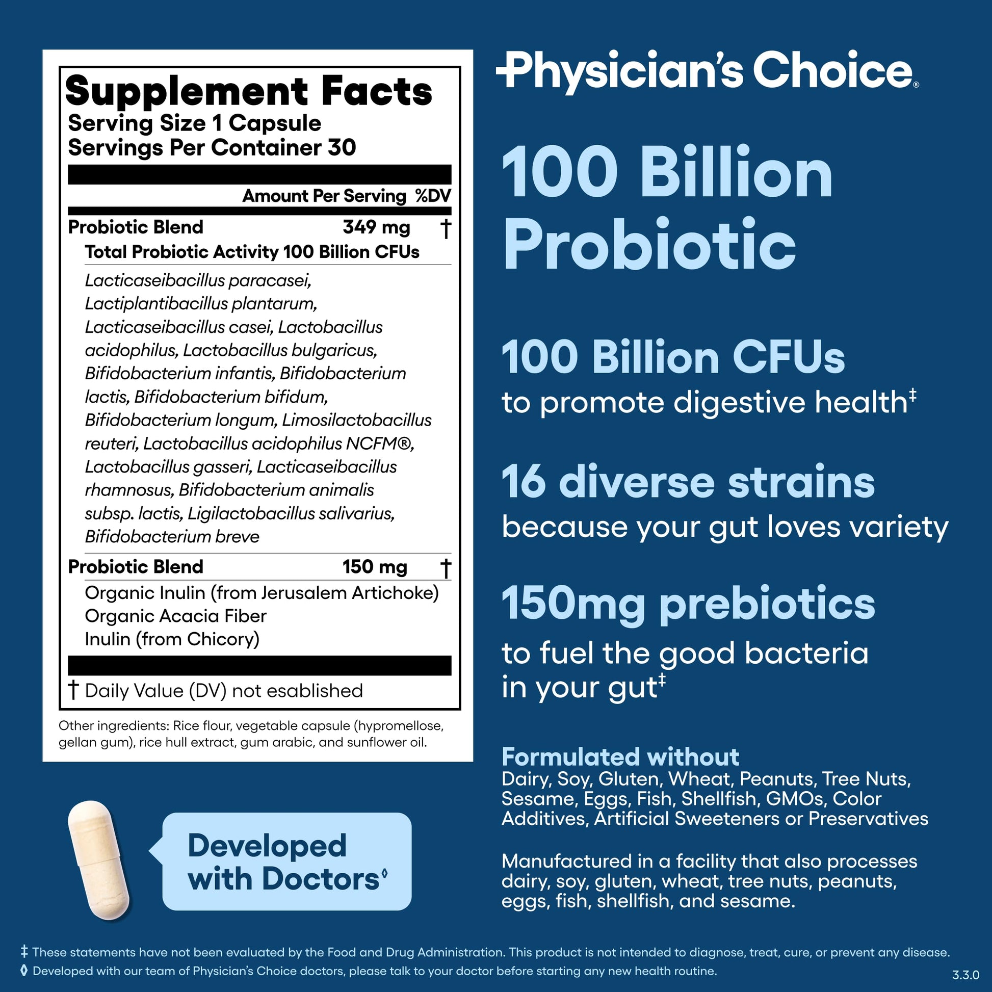 Physicians Choice advanced gut comfort formula bottle for men and women digestive care