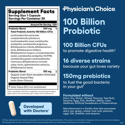 Physicians Choice advanced gut comfort formula bottle for men and women digestive care