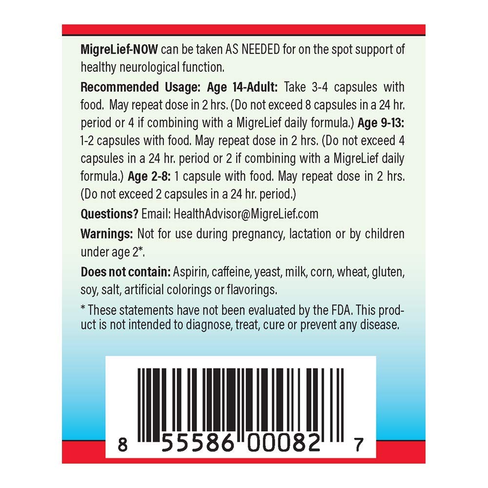 MigreLief-Now nutritional support capsules bottle