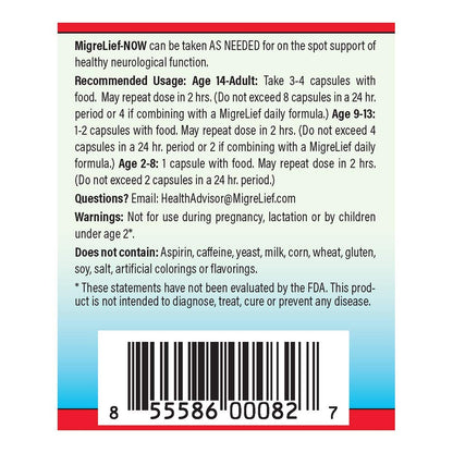 MigreLief-Now nutritional support capsules bottle