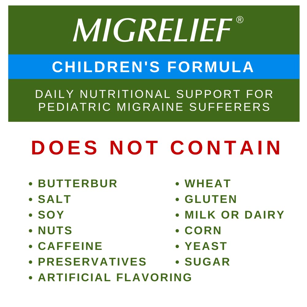 MigreLief 60 caplets bottle for pediatric migraine support