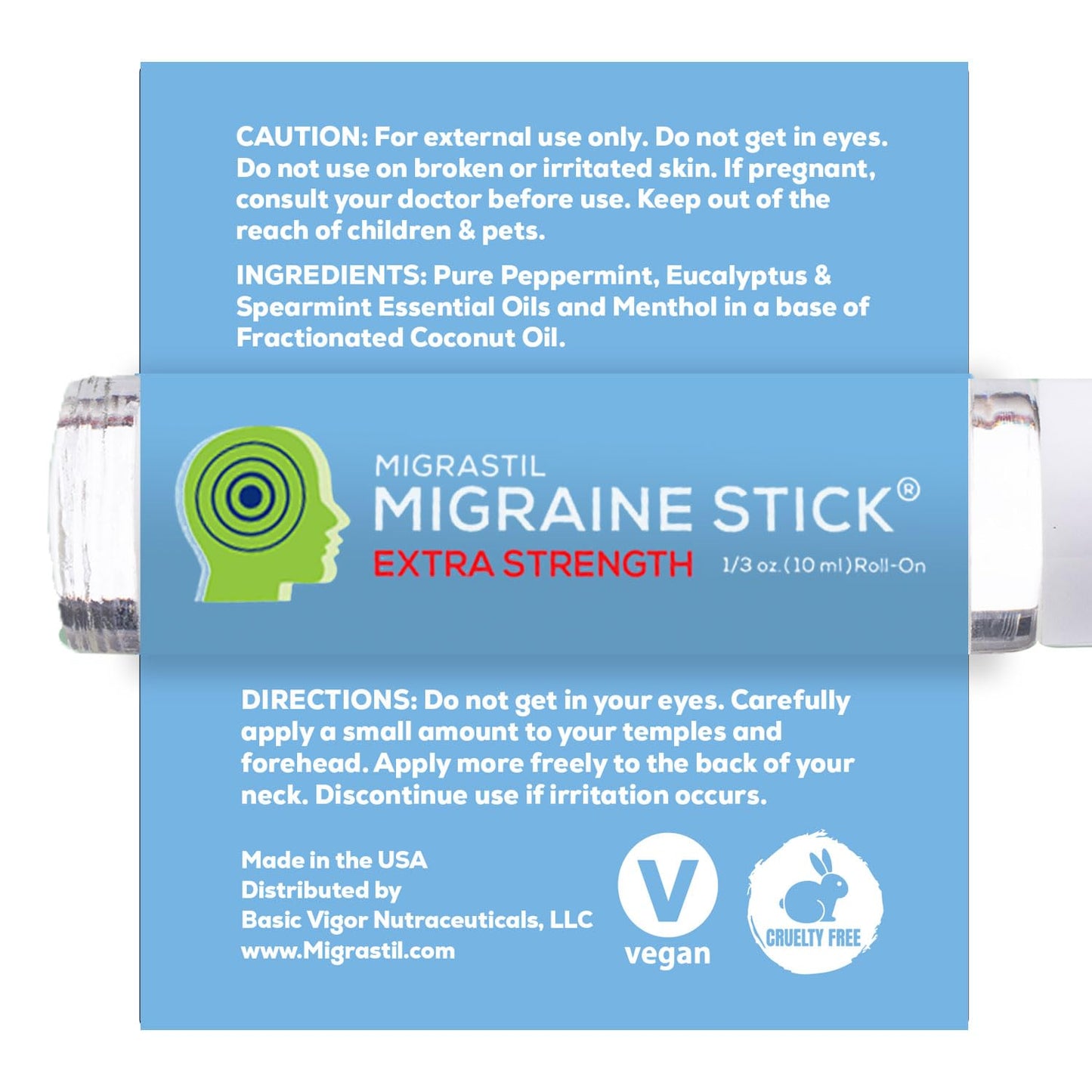 Migrastil migraine roll on bottle label detail