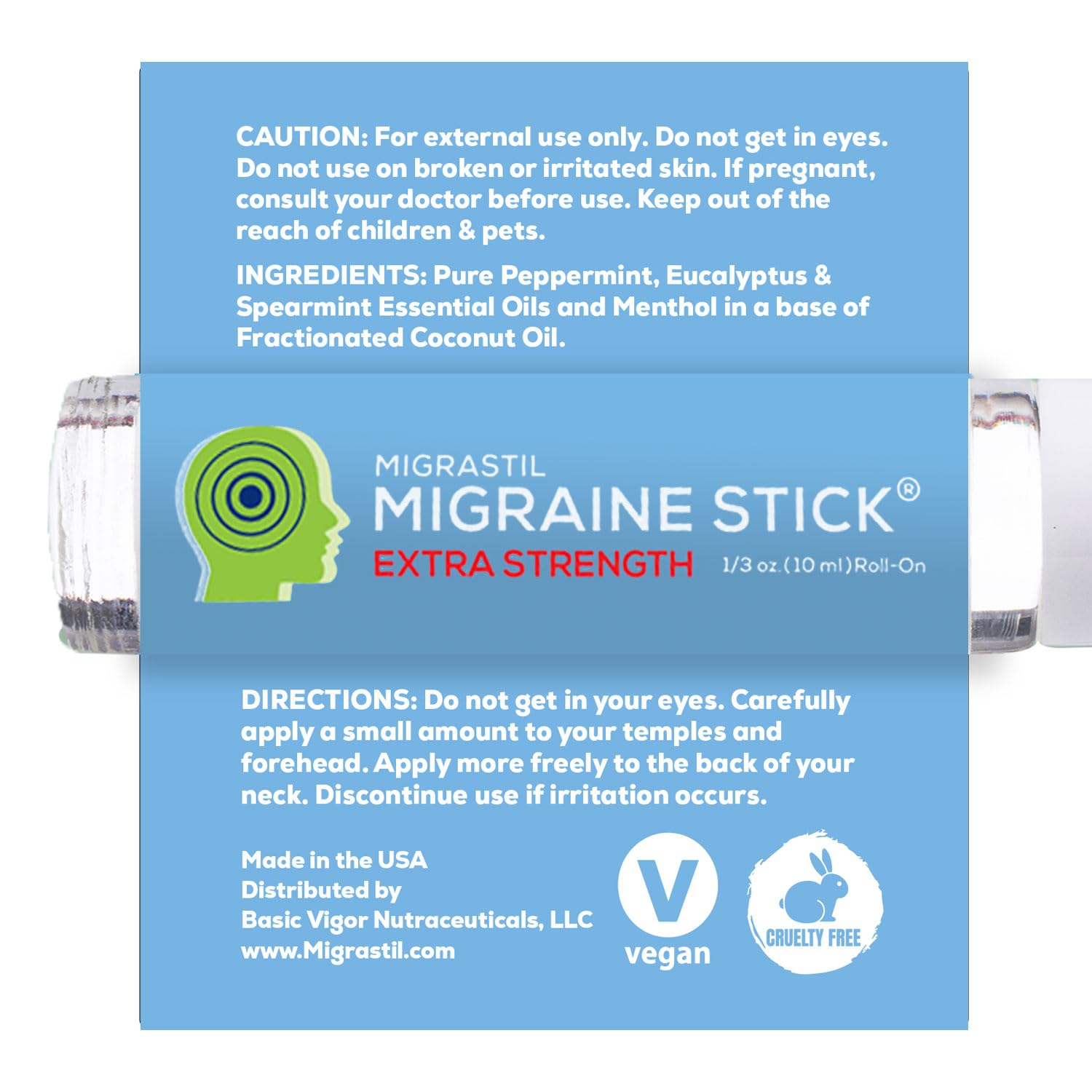 Migrastil migraine roll on bottle label detail