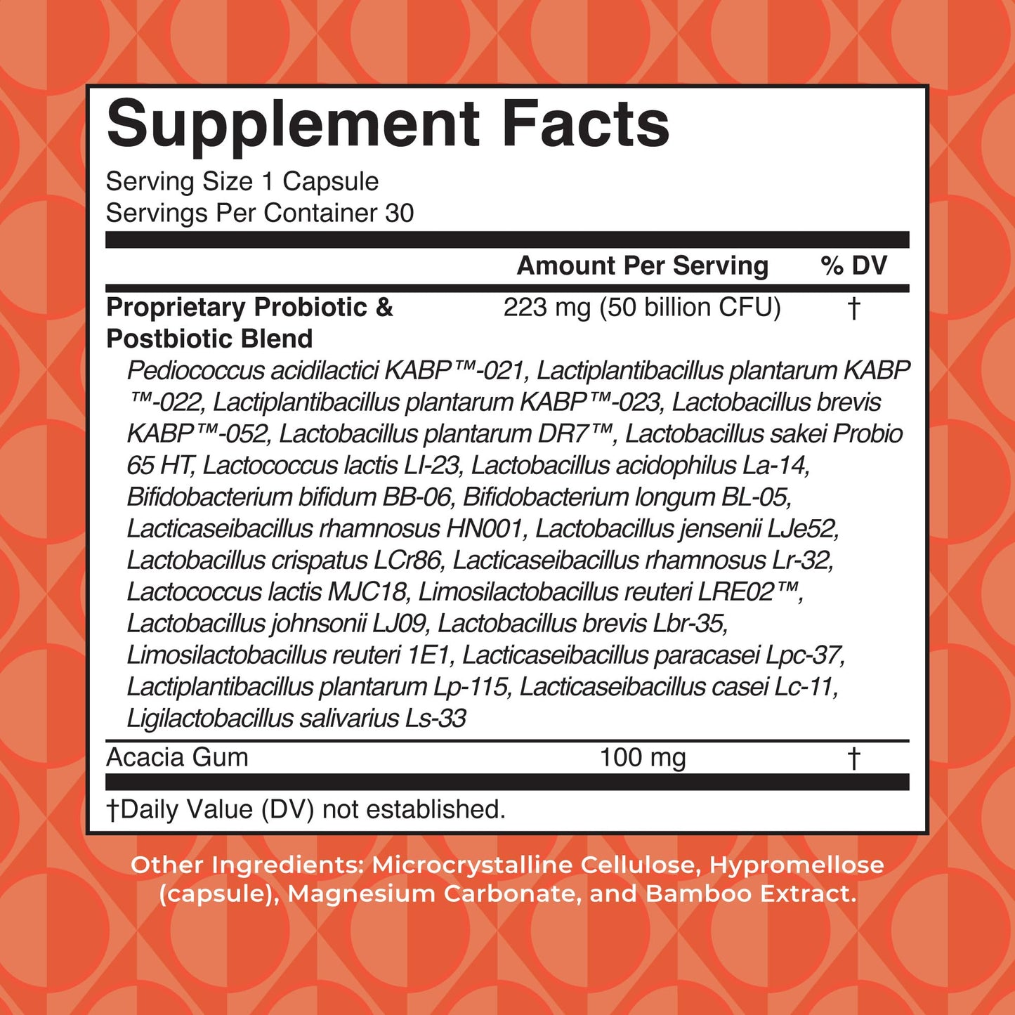 MaryRuth's women's probiotic supplement showing 50 billion CFU label facts