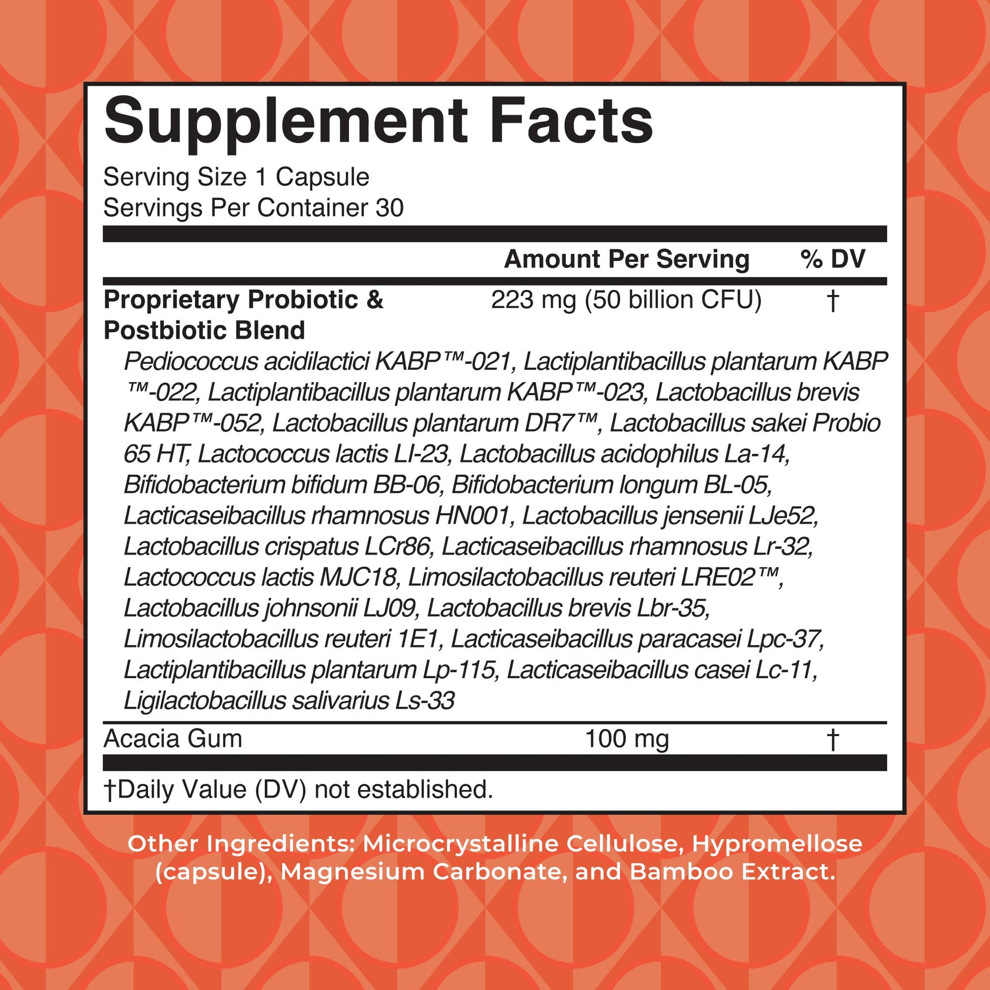 MaryRuth's women's probiotic supplement showing 50 billion CFU label facts