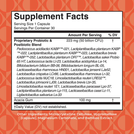 MaryRuth's women's probiotic supplement showing 50 billion CFU label facts