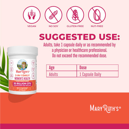 MaryRuth's vegan triple-action prebiotic probiotic and postbiotic capsule ingredients