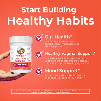 MaryRuth Organics women's daily gut health and hormone support supplement side panel