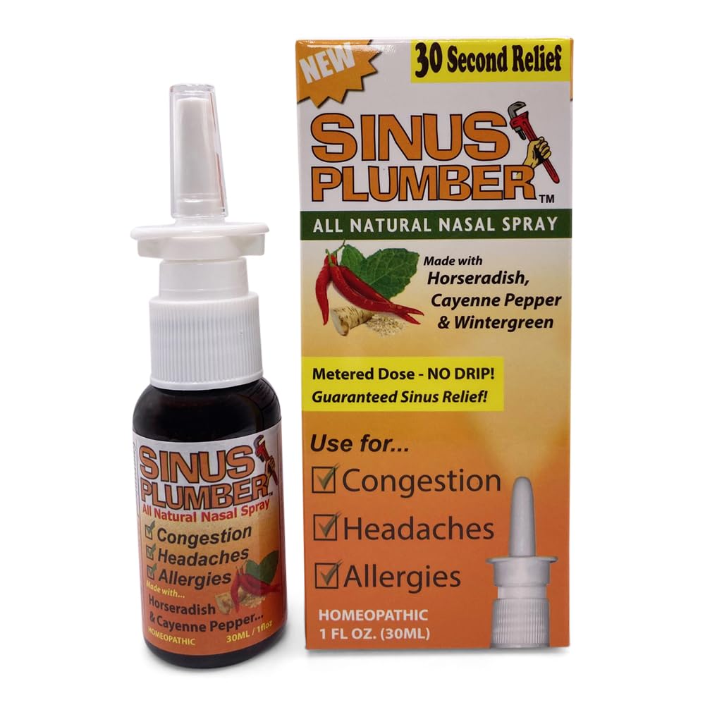 Sinus Plumber capsaicin pepper nasal spray bottle showing natural ingredients list