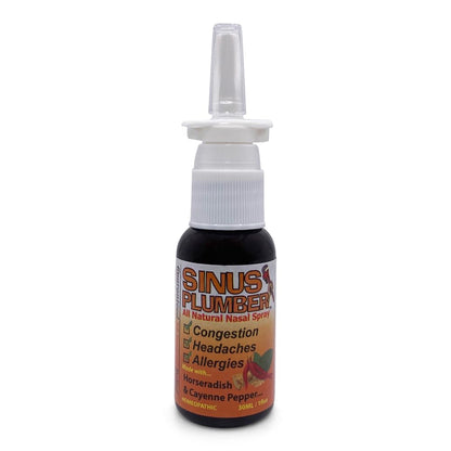 Sinus Plumber natural saline nasal solution packaging showing clear usage instructions