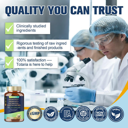 Supplement facts label on Totaria 5-in-1 premium imported vegan capsules