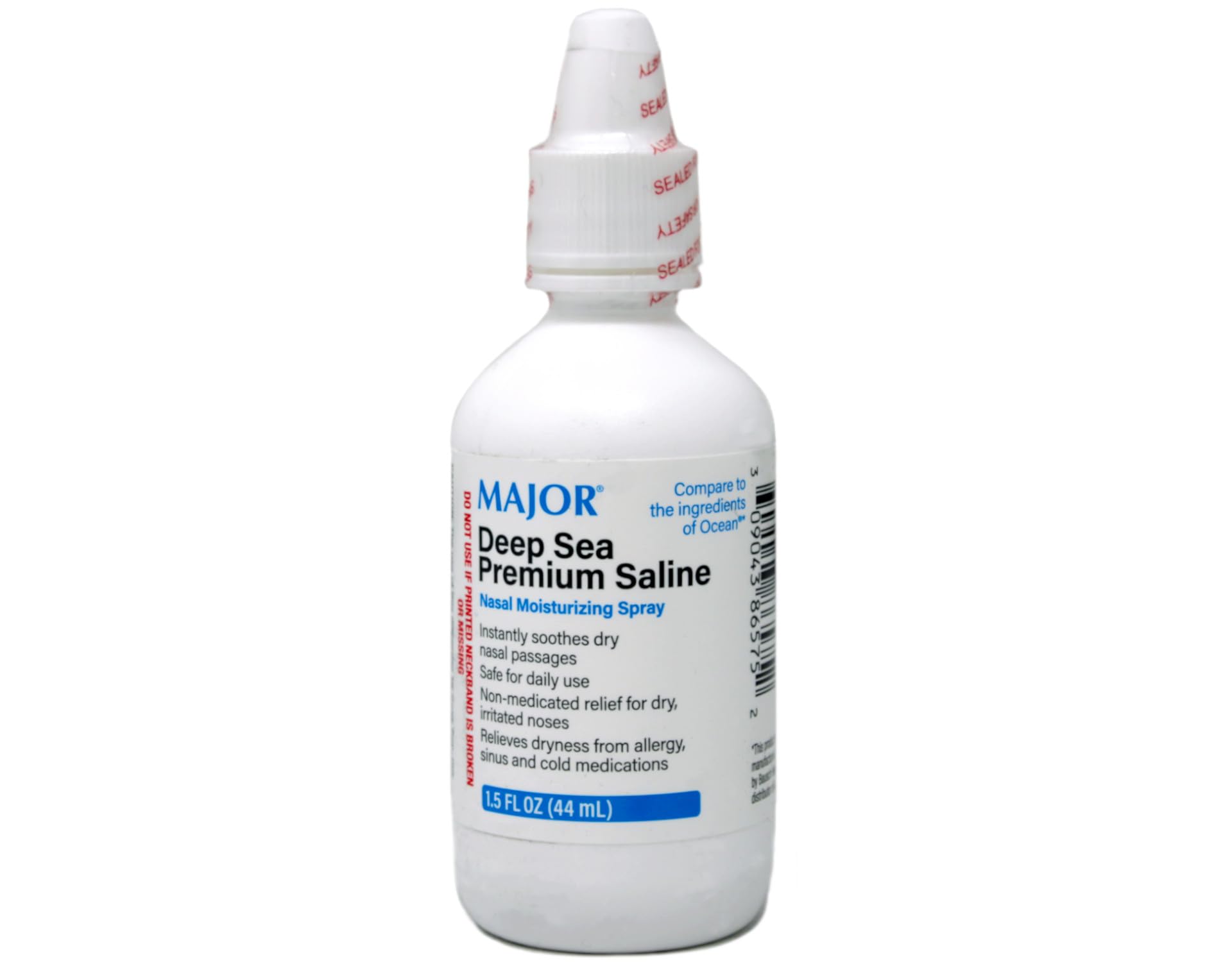Major Deep Sea Saline Nasal Moisturizing Spray pack of four bottles side angle view