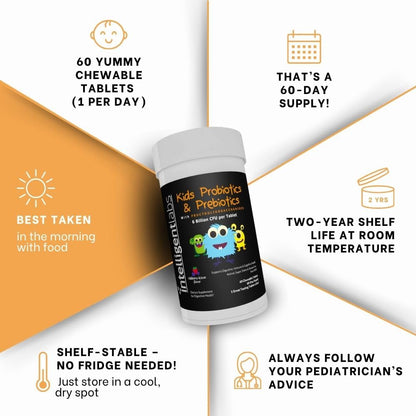 Sugar free wildberry children probiotic supplement bottle standing upright