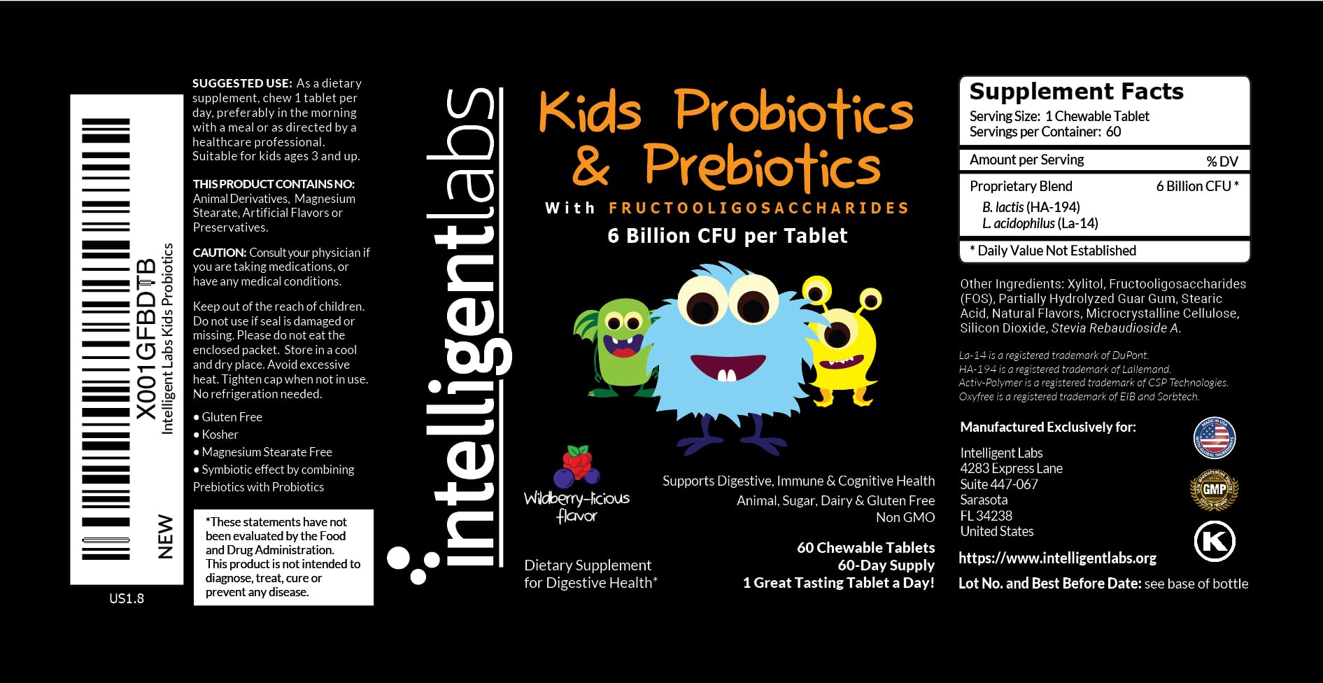 Intelligent Labs six billion CFU premium kids gut health formula close up