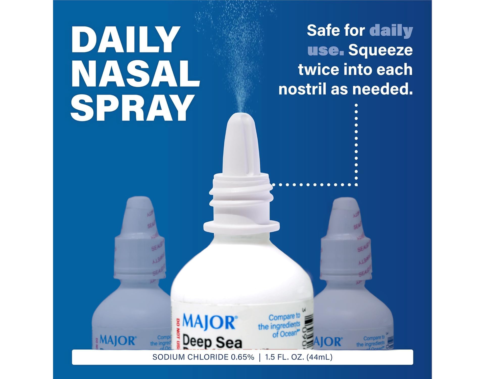 Authentic Major brand saline spray set of four personal care bottles