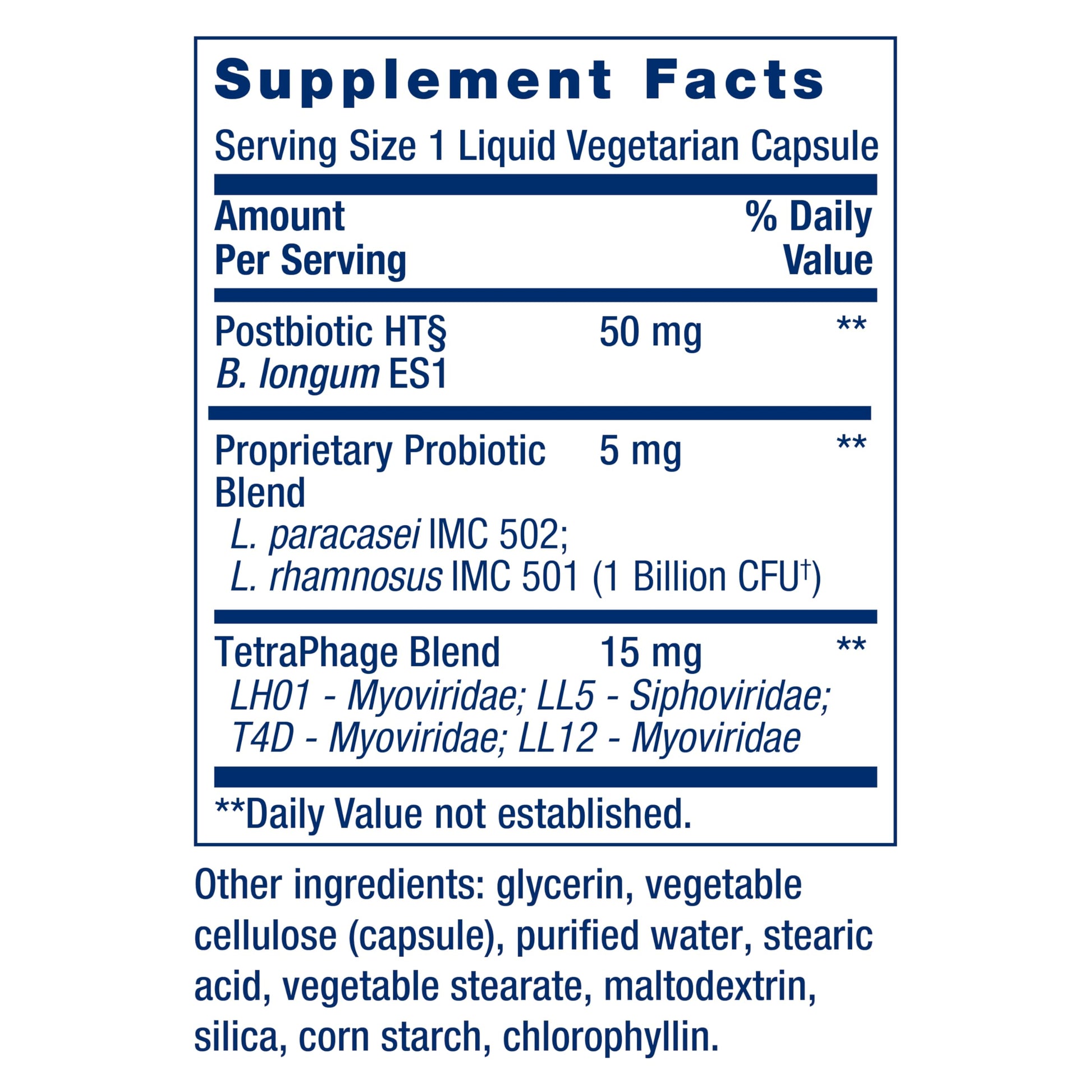 USA imported Life Extension advanced gut health probiotic with phage blend technology packaging.