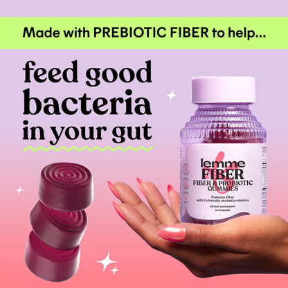 Spore forming probiotic strains and prebiotic fiber gummies bottle side profile specifications