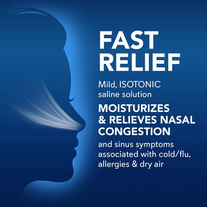 SinuCleanse sterile nasal spray nozzle design for delivering ultra-fine moisturizing mist