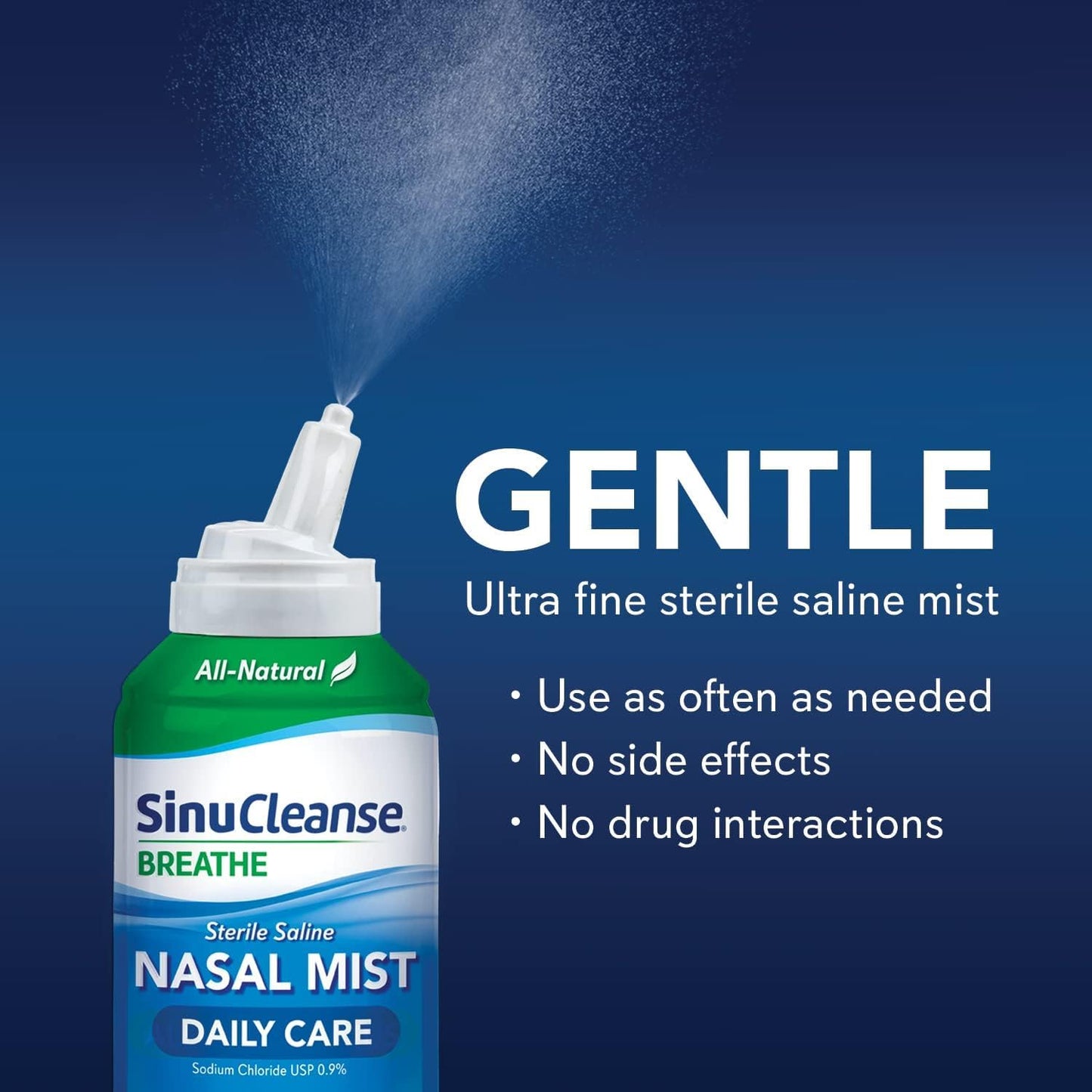 Authentic USA-imported SinuCleanse preservative-free sinus spray bottle instructions label