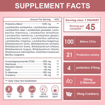 Nature Target women's 4-in-1 probiotic powder 45 individual travel packets display