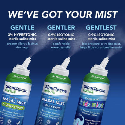 SinuCleanse daily care sterile saline mist for soothing dry nasal passages
