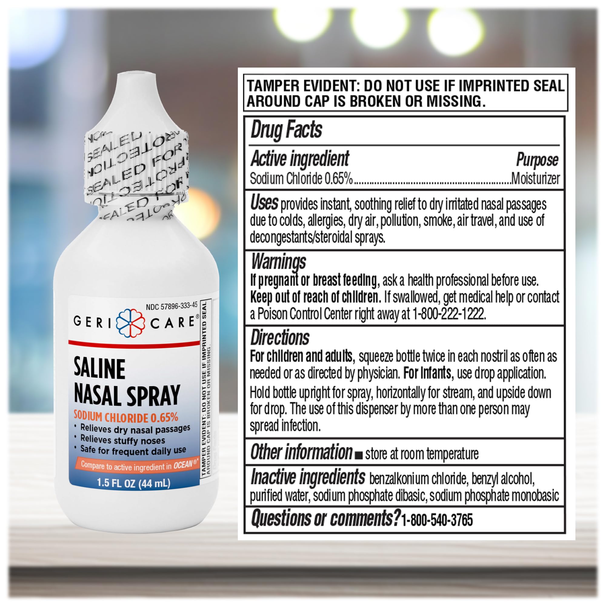 GeriCare non medicated nasal spray pack of four for sinus relief.