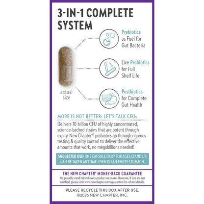 Non GMO and gluten free certification on New Chapter probiotic bottle
