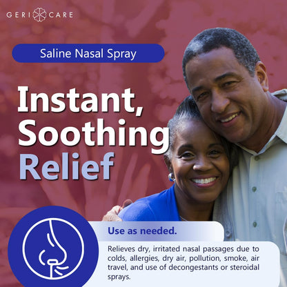 GeriCare USA imported premium saline spray for allergy and cold relief.