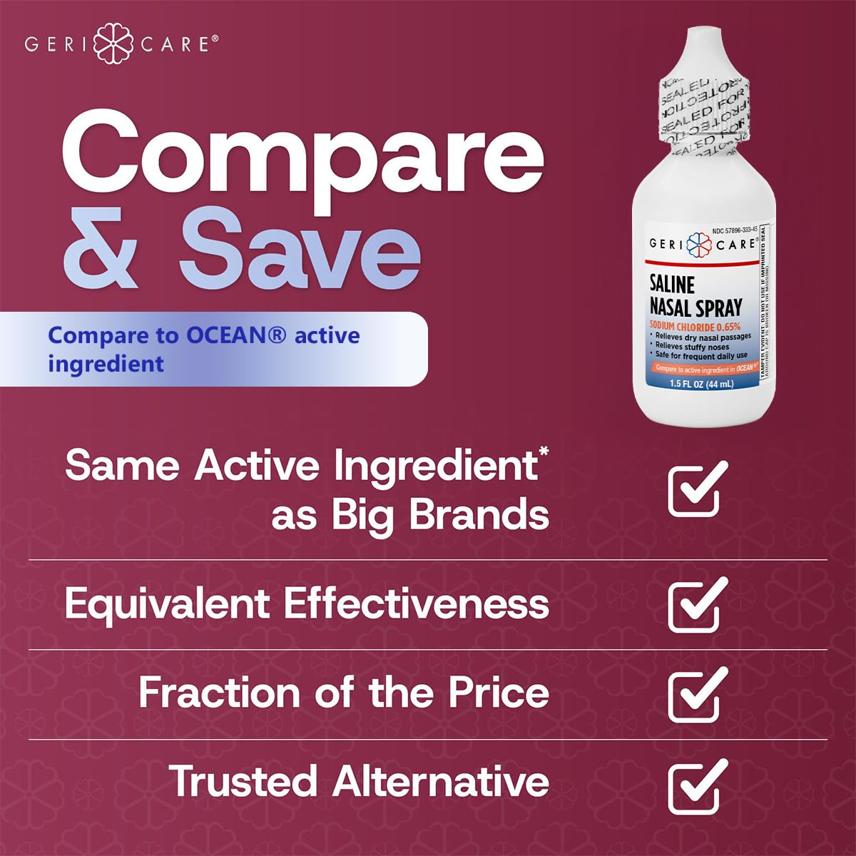 GeriCare daily use family safe saline nasal spray set of four.