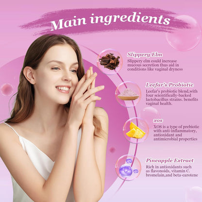 Bakong pineapple flavor feminine hygiene gummies jar displaying supplement facts.