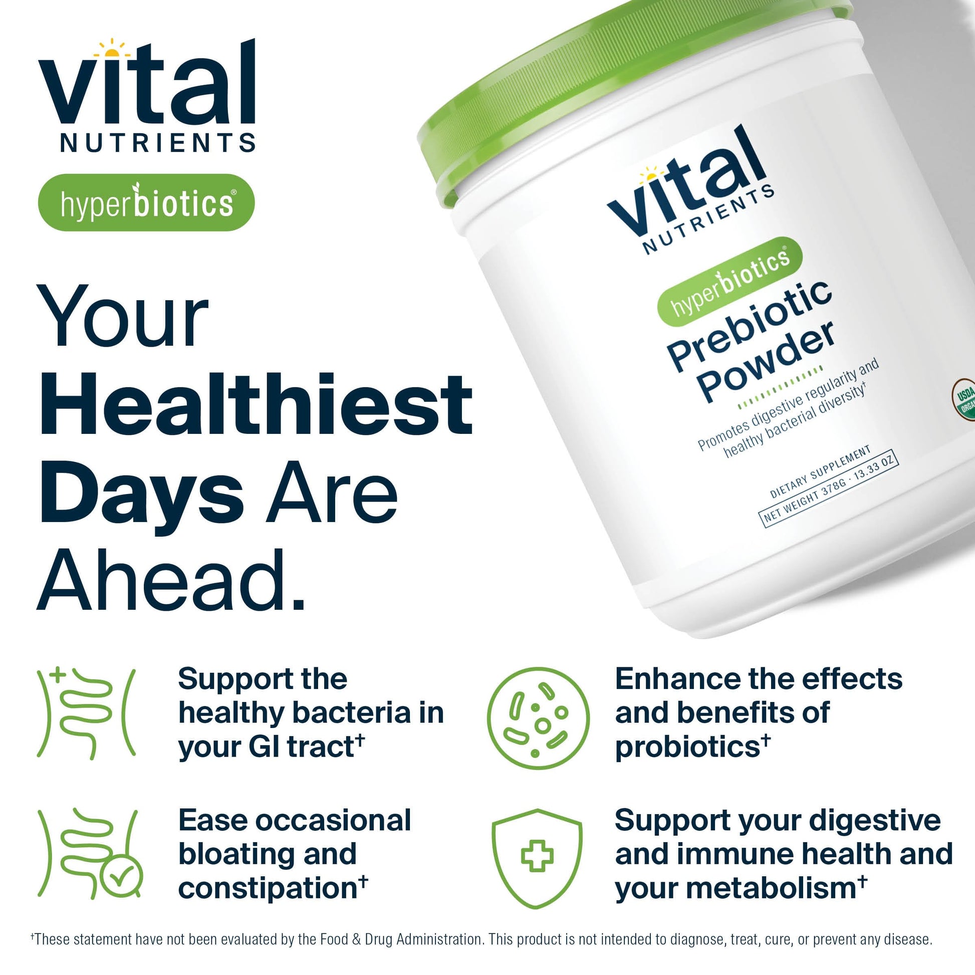 Authentic imported USA prebiotic powder for digestive regularity and bloating