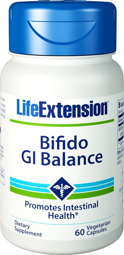 Life Extension authentic digestive health supplement bottle on a clean background