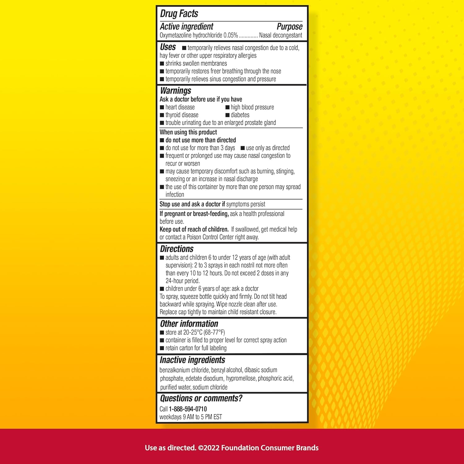 Dristan nasal decongestant multipack showing clear application guidelines and warnings on the back label