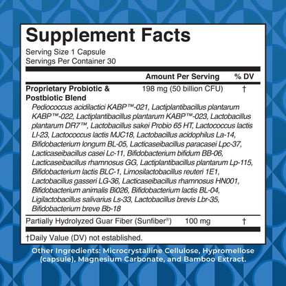 MaryRuth Organics 50 Billion CFU daily digestive supplement packaging showing ingredient details